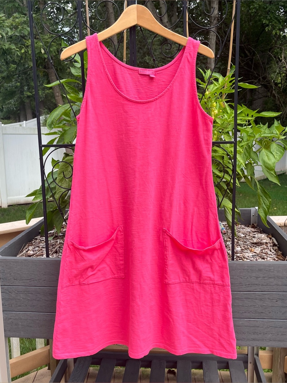 Fresh Produce Women's Pink Slub Cotton Drape Tank Dress Pockets Sz M Beach Coast